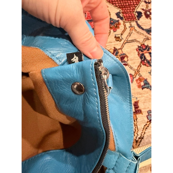 Newbark Blue Pebbled Leather Large Tote Bag Shoulder Carry Minimalist - Picture 9 of 9